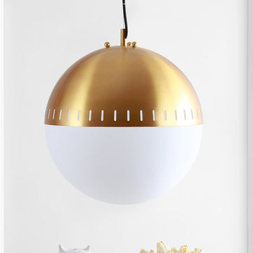 Remy 15.75" Adjustable Iron/Glass Art Deco Mid Century Globe LED Pendant - JONATHAN Y